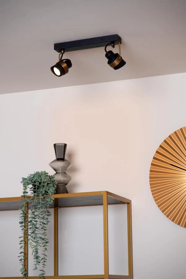 Lucide TUNDRAN - Ceiling spotlight - 2xGU10 - Black - atmosphere 1